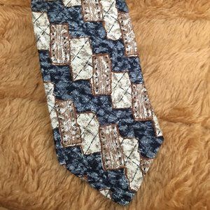 VTG Bugatti Gray/Black/Brown/Tan Silk Tie